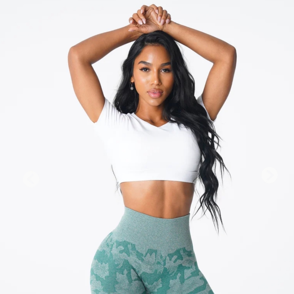 NVGTN White Open Back Tee Cropped